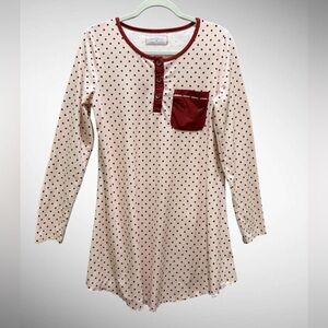 Sweet Honey Pink Polka Dot Sleep Shirt M | Nightgown Lounge Button Front